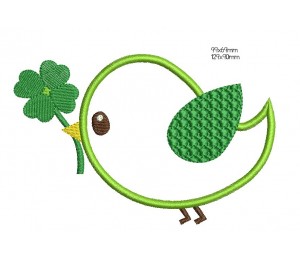 Stickdatei Glücksvogel - Vogel mit Kleeblatt